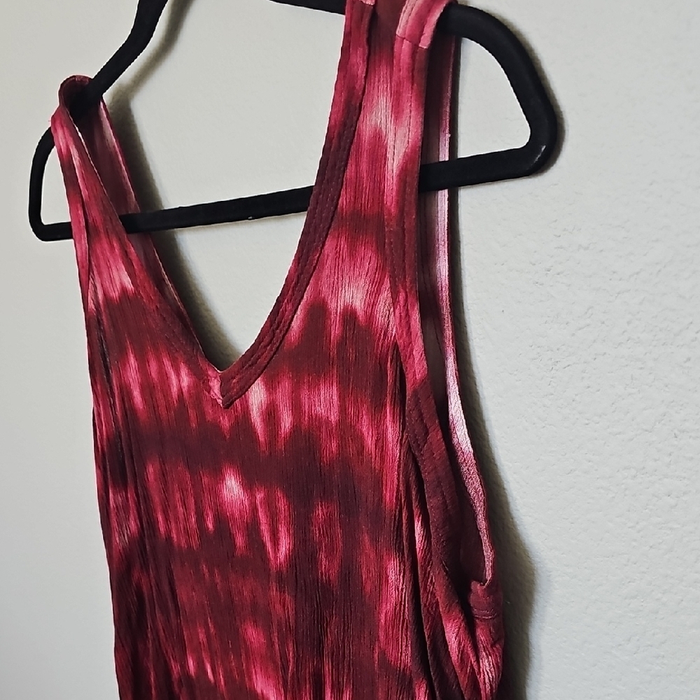 Torrid Boho Plus Size Burgundy Wine Crinkle Gauze Tie-Dye Tank Top Size 1X - Picture 5 of 9